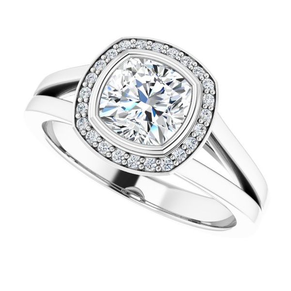 Bezel-Set Halo-Style Engagement Ring Image 5 Perry's Emporium Wilmington, NC