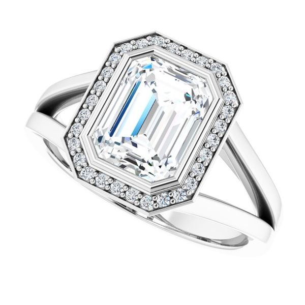 Bezel-Set Halo-Style Engagement Ring Image 5 Karadema Inc Orlando, FL