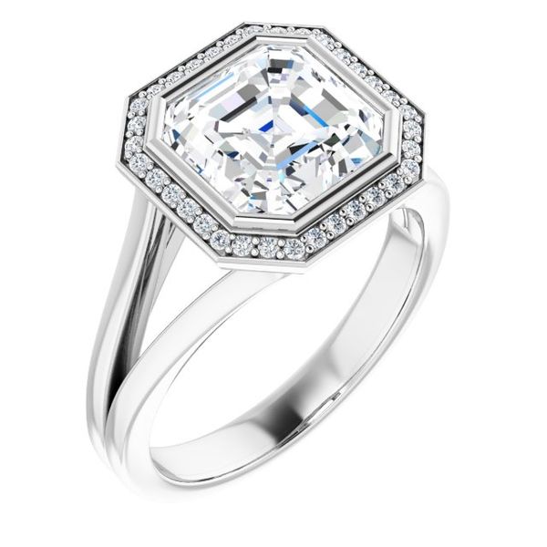 Bezel-Set Halo-Style Engagement Ring Mark Jewellers La Crosse, WI