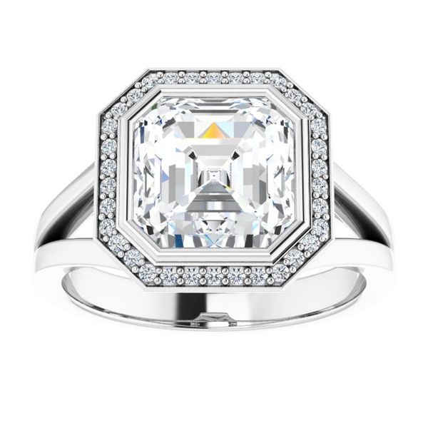 Bezel-Set Halo-Style Engagement Ring Image 3 Vail Creek Jewelry Designs Turlock, CA