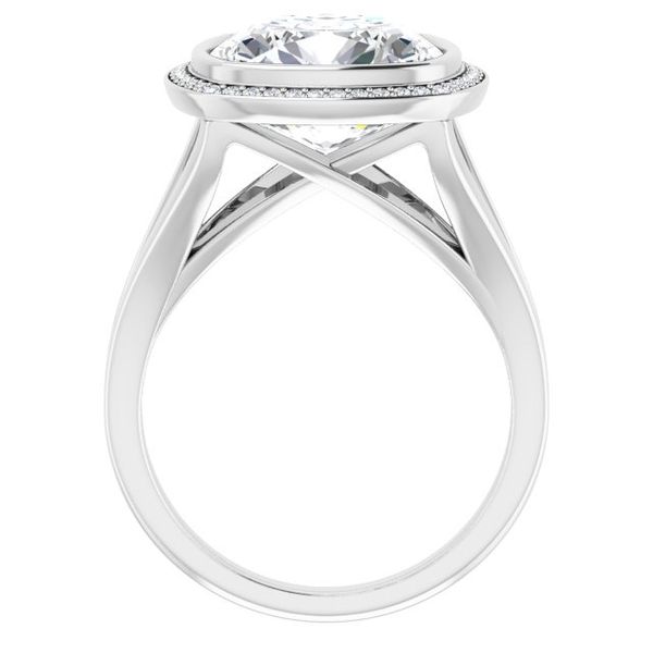Bezel-Set Halo-Style Engagement Ring Image 2 Waddington Jewelers Bowling Green, OH