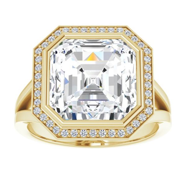 Bezel-Set Halo-Style Engagement Ring Image 3 Waddington Jewelers Bowling Green, OH