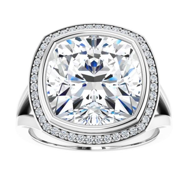 Bezel-Set Halo-Style Engagement Ring Image 3 Waddington Jewelers Bowling Green, OH