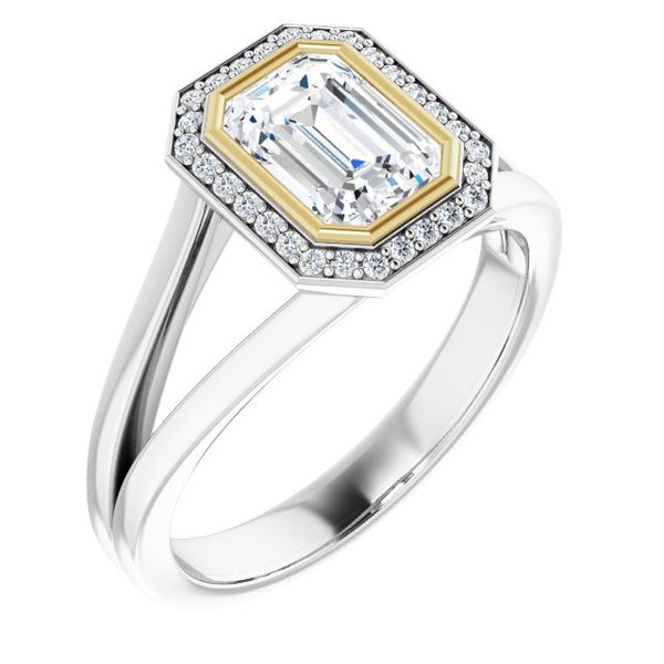 Bezel-Set Halo-Style Engagement Ring Waddington Jewelers Bowling Green, OH