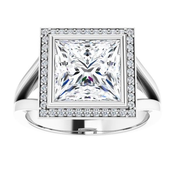 Bezel-Set Halo-Style Engagement Ring Image 3 Perry's Emporium Wilmington, NC