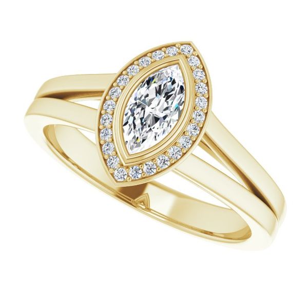 Bezel-Set Halo-Style Engagement Ring Image 5 Waddington Jewelers Bowling Green, OH