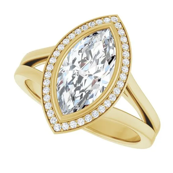 Bezel-Set Halo-Style Engagement Ring