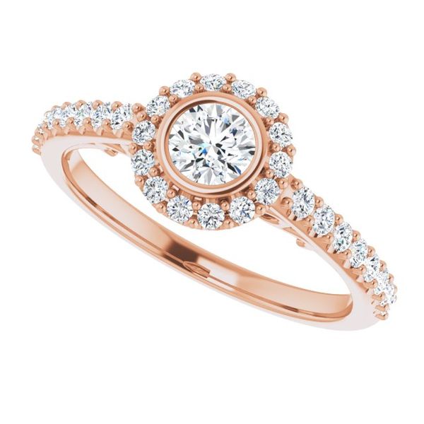 Bezel-Set Halo-Style Engagement Ring Image 5 Robison Jewelry Co. Fernandina Beach, FL