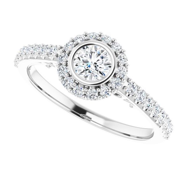 Bezel-Set Halo-Style Engagement Ring Image 5 Reiniger Jewelers Swansea, IL