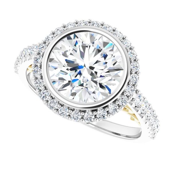 Bezel-Set Halo-Style Engagement Ring Image 5 Stuart Benjamin & Co. Jewelry Designs San Diego, CA