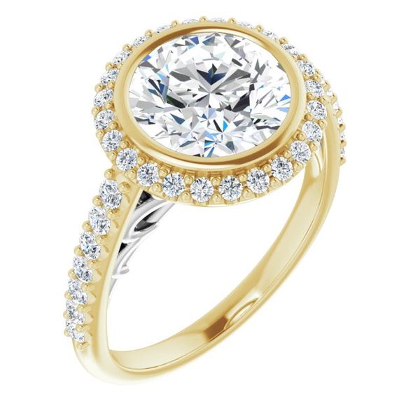 Bezel-Set Halo-Style Engagement Ring Greenfield Jewelers Pittsburgh, PA