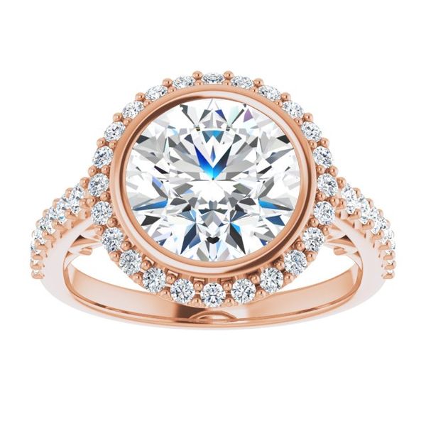 Bezel-Set Halo-Style Engagement Ring Image 3 Stuart Benjamin & Co. Jewelry Designs San Diego, CA