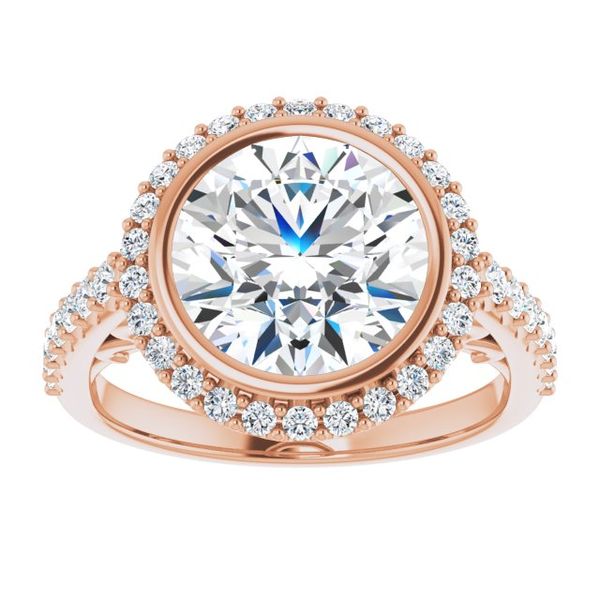 Bezel-Set Halo-Style Engagement Ring Image 3 Robison Jewelry Co. Fernandina Beach, FL