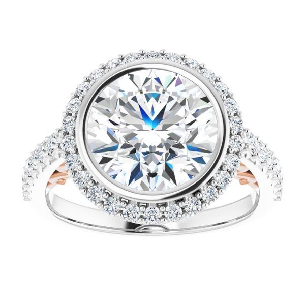 Bezel-Set Halo-Style Engagement Ring Image 3 Robison Jewelry Co. Fernandina Beach, FL