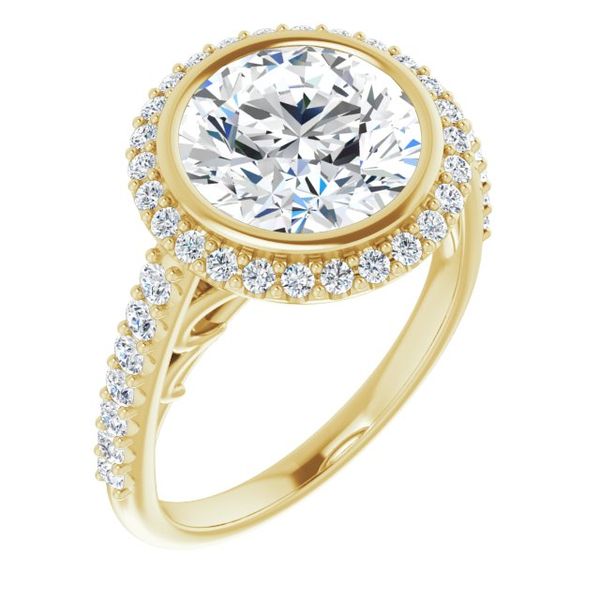Bezel-Set Halo-Style Engagement Ring Robison Jewelry Co. Fernandina Beach, FL