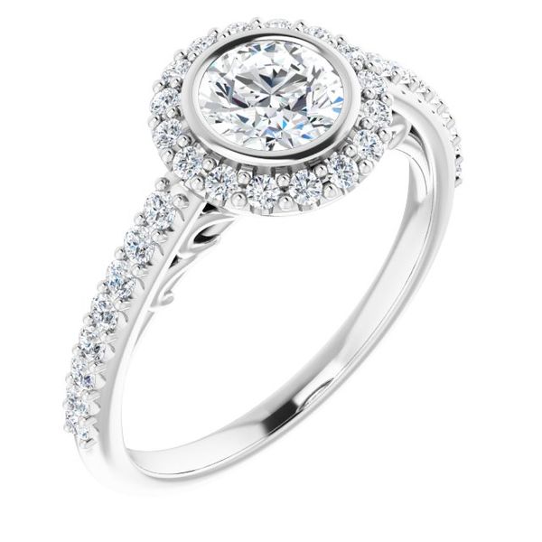 Bezel-Set Halo-Style Engagement Ring Minor Jewelry Inc. Nashville, TN