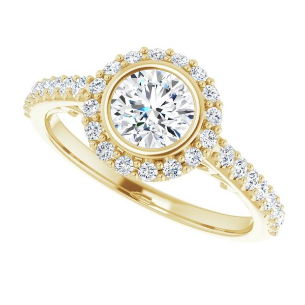 Bezel-Set Halo-Style Engagement Ring Image 5 Robison Jewelry Co. Fernandina Beach, FL