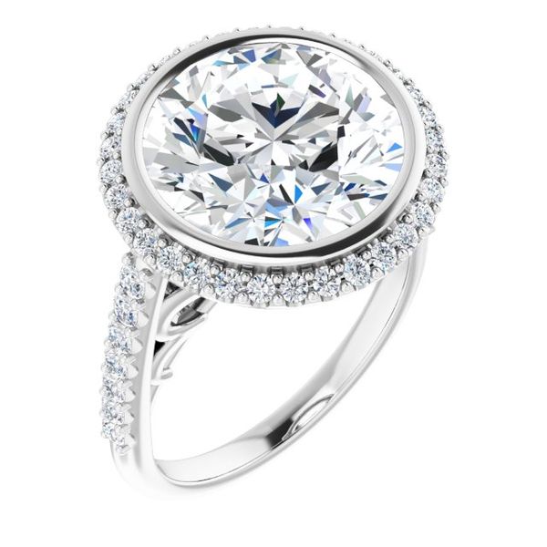 Bezel-Set Halo-Style Engagement Ring Greenfield Jewelers Pittsburgh, PA