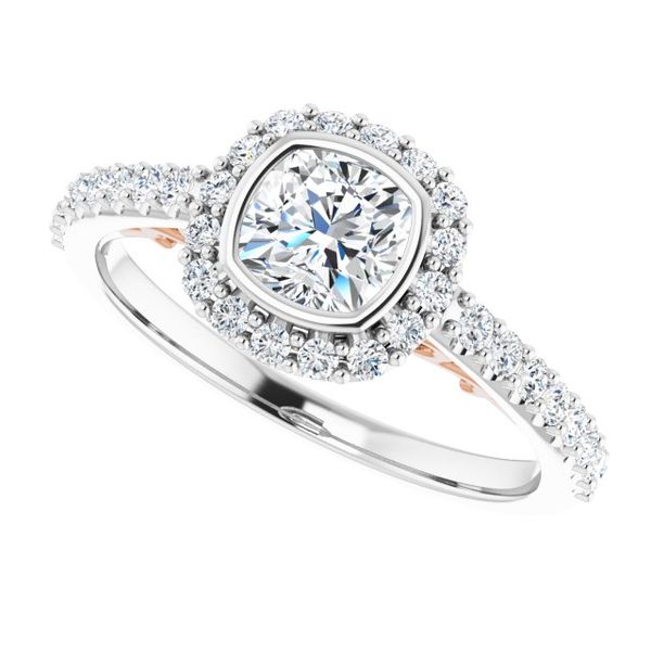 Bezel-Set Halo-Style Engagement Ring Image 5 The Jewelry Source El Segundo, CA