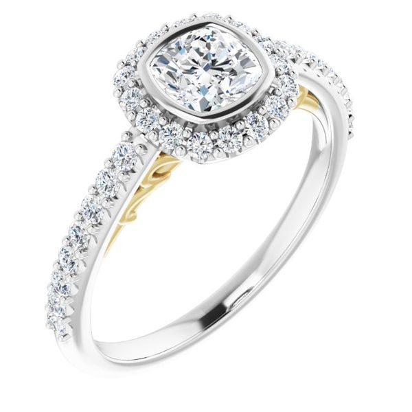 Bezel-Set Halo-Style Engagement Ring Puckett's Fine Jewelry Benton, KY