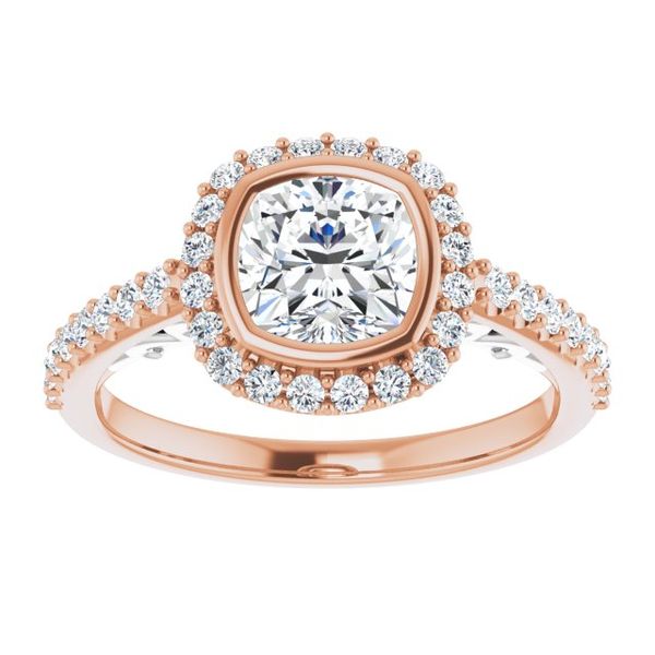 Bezel-Set Halo-Style Engagement Ring Image 3 Reiniger Jewelers Swansea, IL