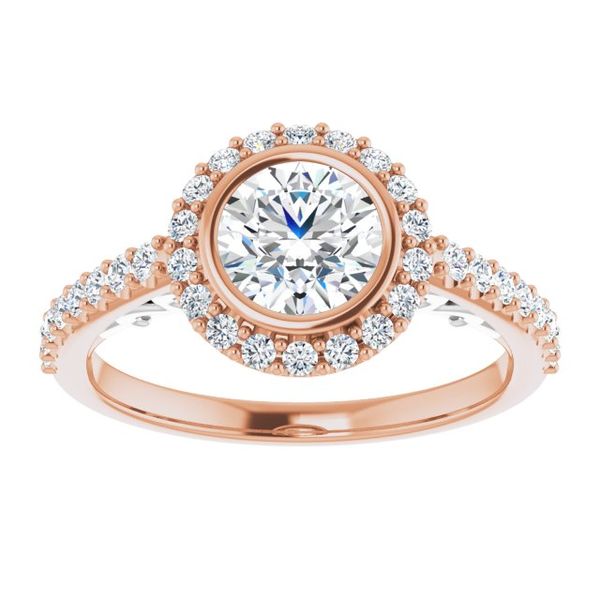 Bezel-Set Halo-Style Engagement Ring Image 3 Von's Jewelry, Inc. Lima, OH