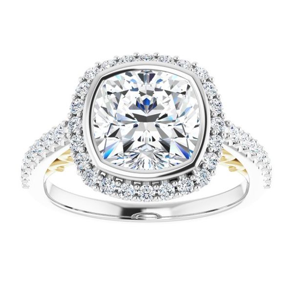 Bezel-Set Halo-Style Engagement Ring Image 3 The Jewelry Source El Segundo, CA