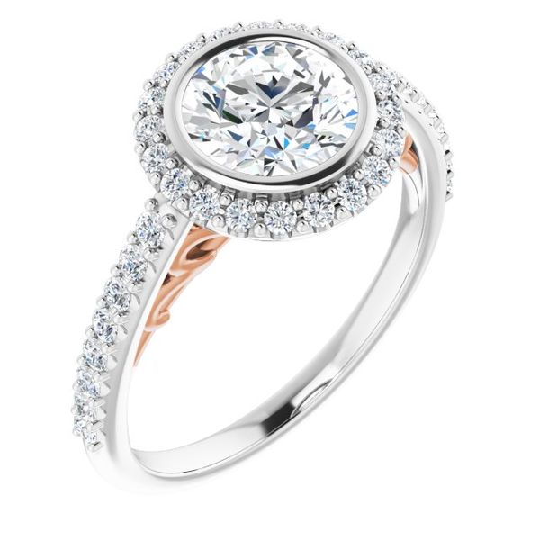 Bezel-Set Halo-Style Engagement Ring Leitzel's Jewelry Myerstown, PA