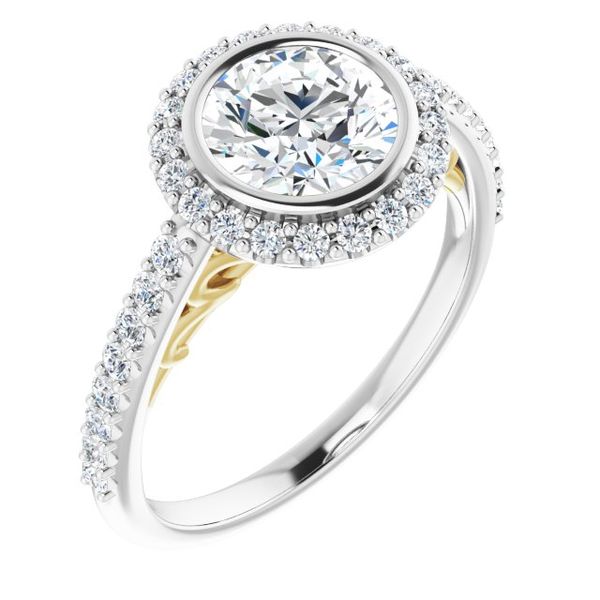 Bezel-Set Halo-Style Engagement Ring Jewel Smiths Oklahoma City, OK