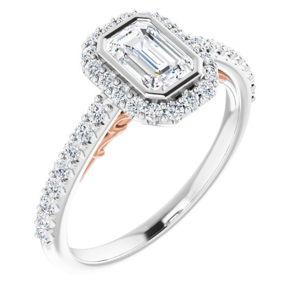 Bezel-Set Halo-Style Engagement Ring Swede's Jewelers East Windsor, CT