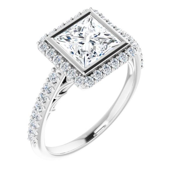 Bezel-Set Halo-Style Engagement Ring Von's Jewelry, Inc. Lima, OH