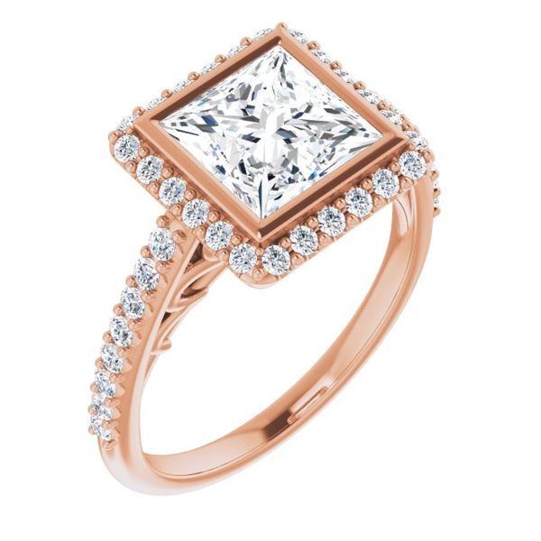 Bezel-Set Halo-Style Engagement Ring Von's Jewelry, Inc. Lima, OH