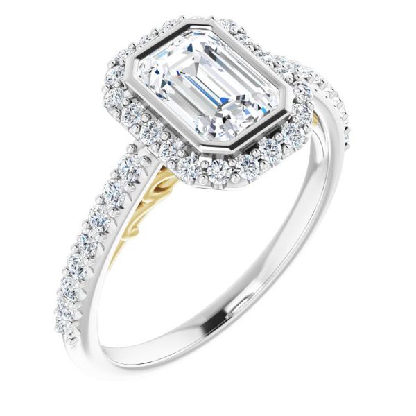 Bezel-Set Halo-Style Engagement Ring Robison Jewelry Co. Fernandina Beach, FL