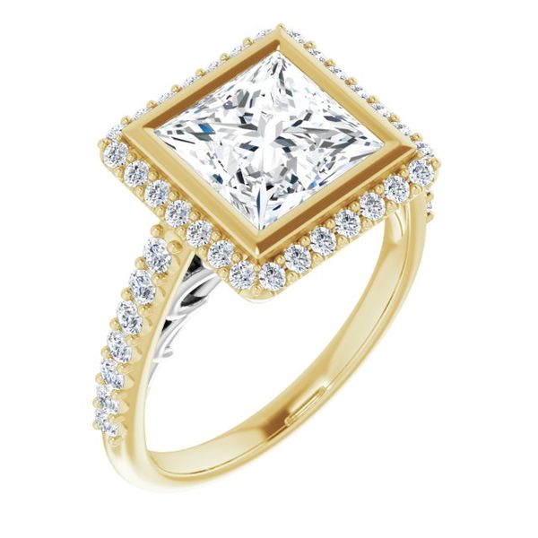 Bezel-Set Halo-Style Engagement Ring Leitzel's Jewelry Myerstown, PA