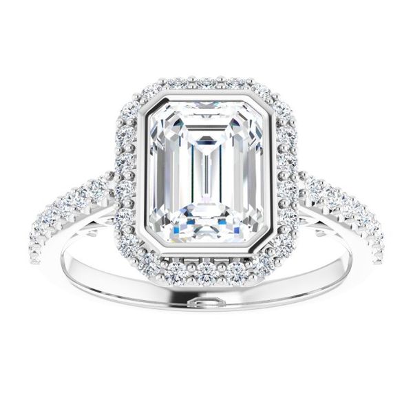 Bezel-Set Halo-Style Engagement Ring Image 3 Leitzel's Jewelry Myerstown, PA