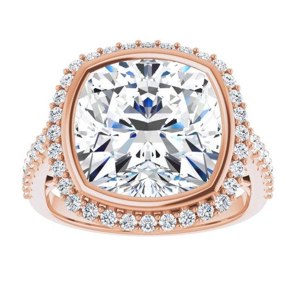 Bezel-Set Halo-Style Engagement Ring Image 3 Jewel Smiths Oklahoma City, OK