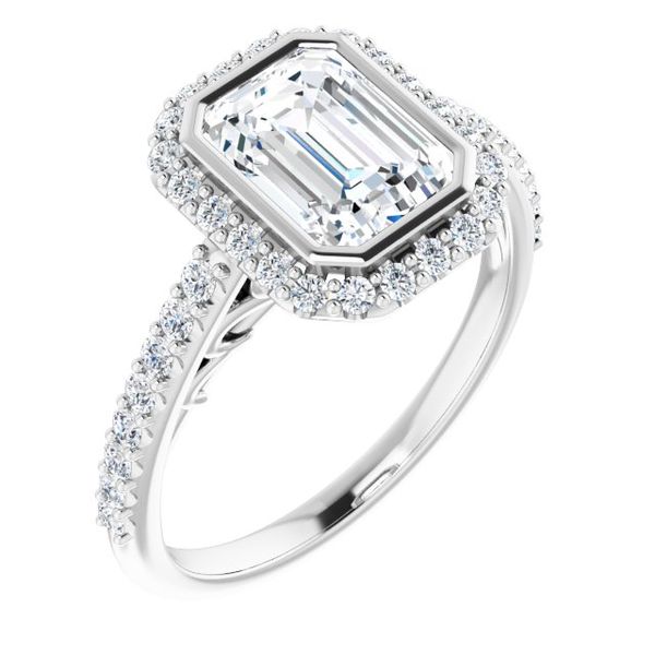 Bezel-Set Halo-Style Engagement Ring Peran & Scannell Jewelers Houston, TX