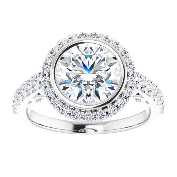 Bezel-Set Halo-Style Engagement Ring Image 3 Meritage Jewelers Lutherville, MD