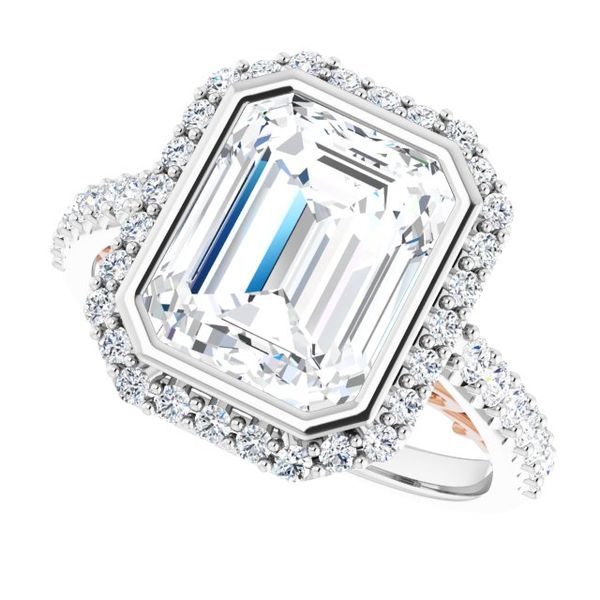 Bezel-Set Halo-Style Engagement Ring Image 5 Peran & Scannell Jewelers Houston, TX