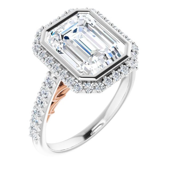 Bezel-Set Halo-Style Engagement Ring Peran & Scannell Jewelers Houston, TX