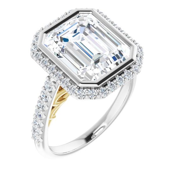 Bezel-Set Halo-Style Engagement Ring Trinity Jewelers  Pittsburgh, PA