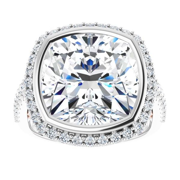 Bezel-Set Halo-Style Engagement Ring Image 3 Von's Jewelry, Inc. Lima, OH