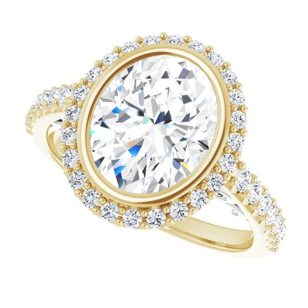 Bezel-Set Halo-Style Engagement Ring Image 5 Von's Jewelry, Inc. Lima, OH