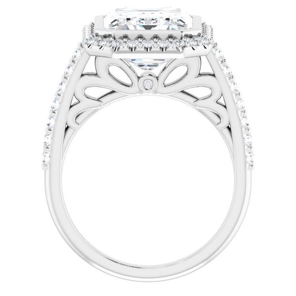 Bezel-Set Halo-Style Engagement Ring Image 2 Peran & Scannell Jewelers Houston, TX