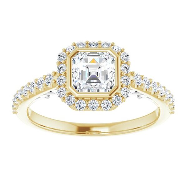 Bezel-Set Halo-Style Engagement Ring Image 3 Peran & Scannell Jewelers Houston, TX