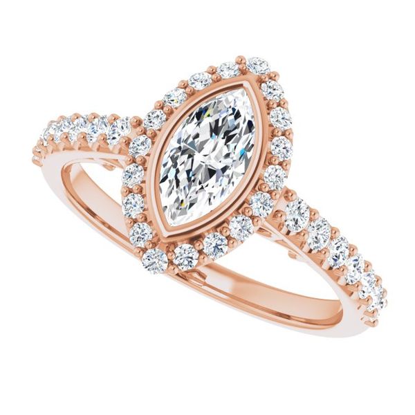 Bezel-Set Halo-Style Engagement Ring Image 5 Meritage Jewelers Lutherville, MD