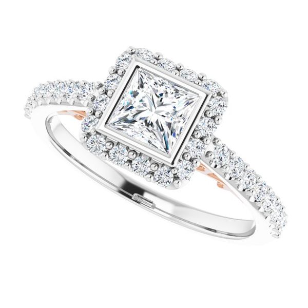 Bezel-Set Halo-Style Engagement Ring Image 5 Jewel Smiths Oklahoma City, OK