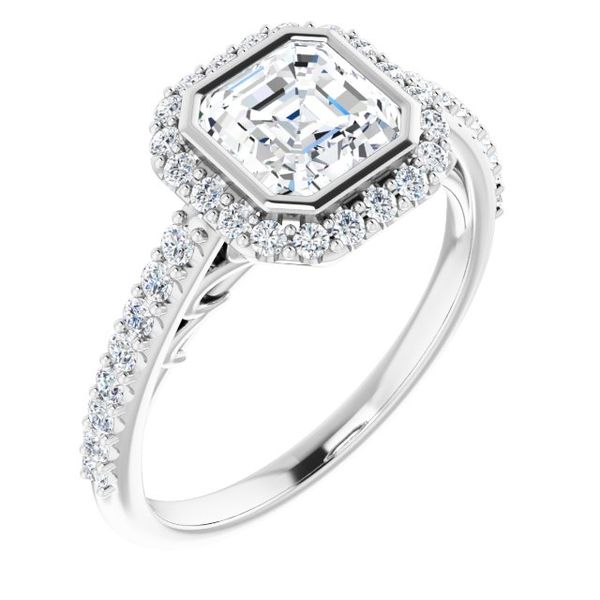 Bezel-Set Halo-Style Engagement Ring Perry's Emporium Wilmington, NC