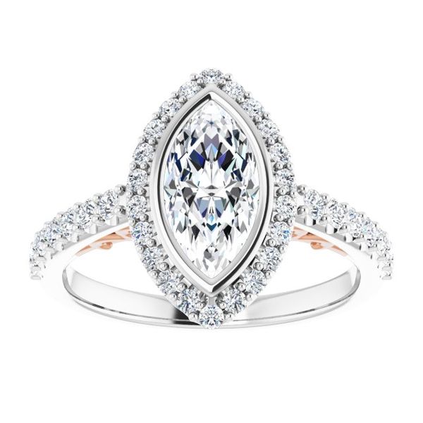 Bezel-Set Halo-Style Engagement Ring Image 3 The Hills Jewelry LLC Worthington, OH