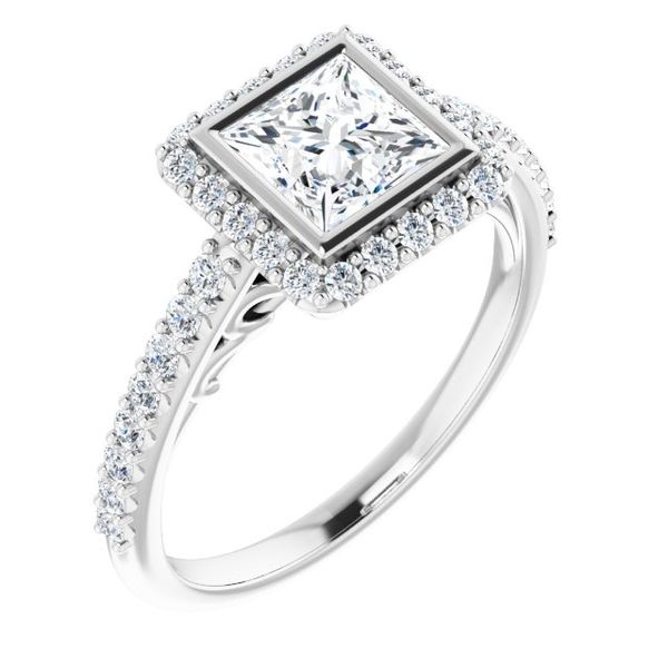 Bezel-Set Halo-Style Engagement Ring Reiniger Jewelers Swansea, IL